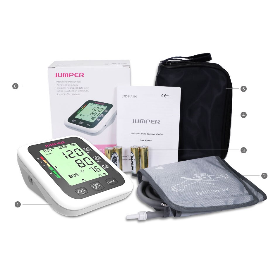 Bærbar digital overarm blodtryksmåler hjerterytme test sundhedspleje monitor manchet tonometer
