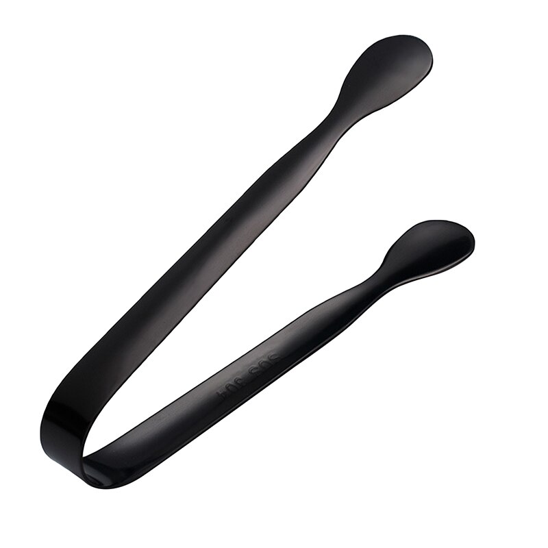 Stainless Steel Ice Cube Clip Ice Tong Bread Food BBQ Clip Barbecue Clip Ice Clamp Tool Bar Kitchen Accessories: black