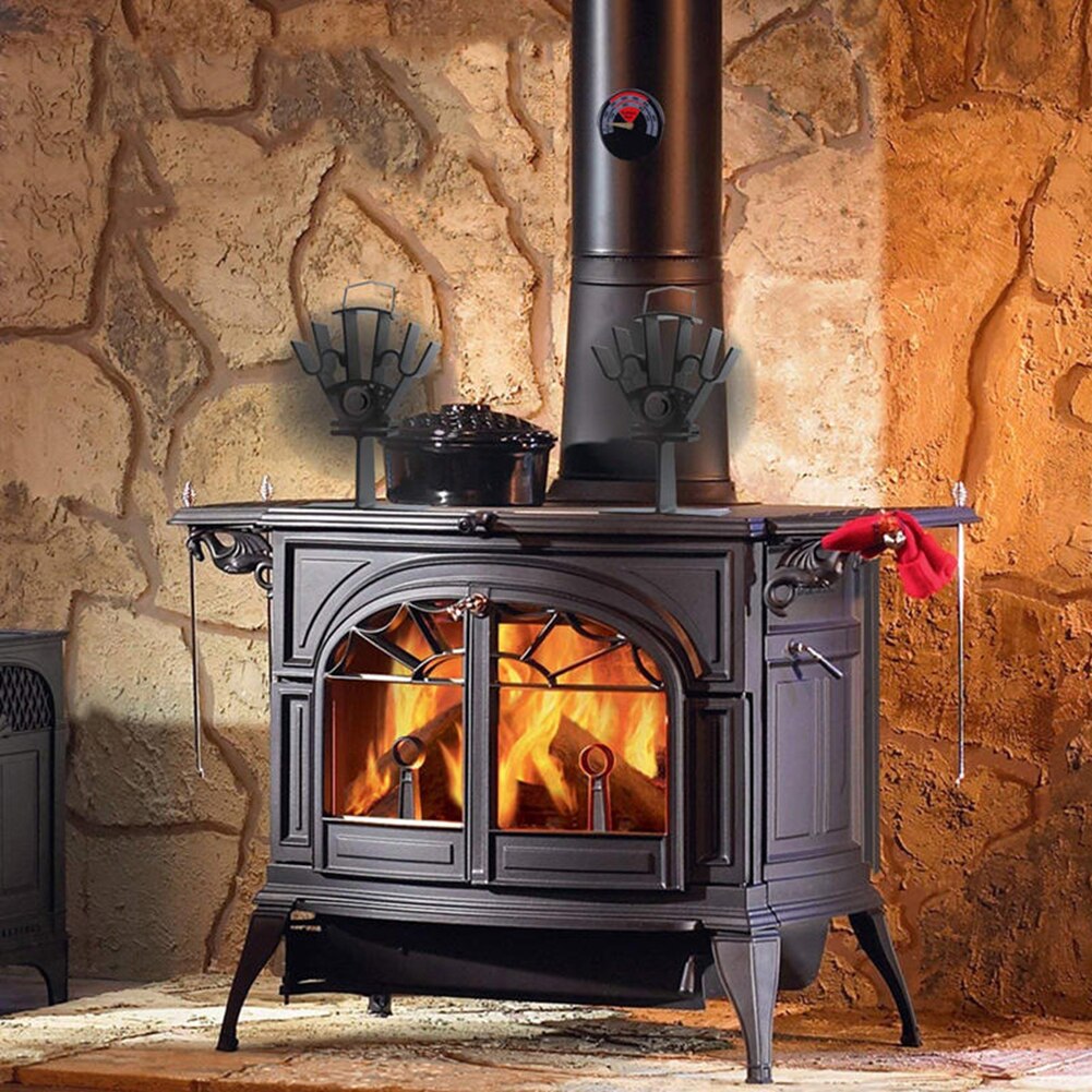 4 lames de Distribution de chaleur efficace, cheminée de maison, noir, poêle à ventilateur, poêle à brûler, , ventilateur alimenté par la chaleur