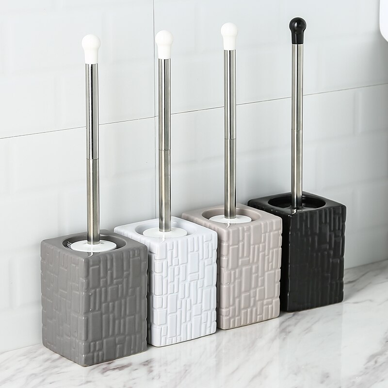 Keramische Basis Toiletborstel Set Badkamer Accessoires Praktische Clean Tool Reinigingsborstel Rvs Lange Handvat Wc Borstel