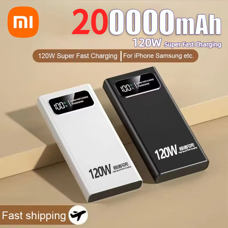 Xiaomi 120W Super Fast Charging 200000mAh Power Bank Ultralarge Capacity Digital Display Power Bank For iPhone External Battery