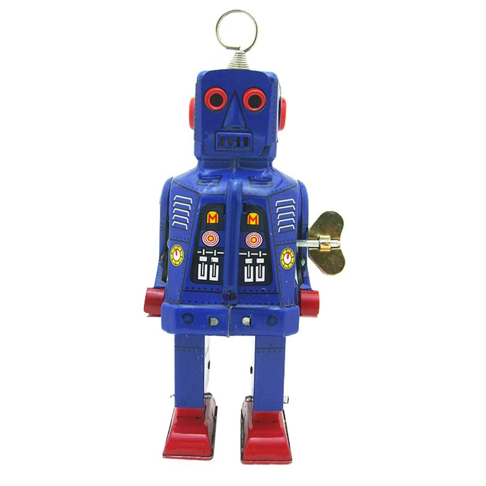 Retro Vintage reloj operado mecánico caminar electrón Robot estaño juguete coleccionables niños adultos juguetes @ A