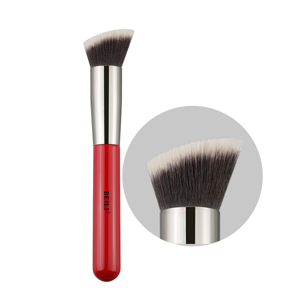 Beili rød enkelt makeup børste 1 stykke pudder concealer highlight foundation i syntetisk nano hår blusher børste make up værktøjer: 103
