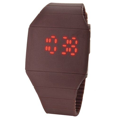 Led Digitale Horloges Mannen Vrouwen Touch Screen Horloges Ultra Dunne Horloges Mode Sport Horloges Siliconen Kinderen Horloges: 166888brown