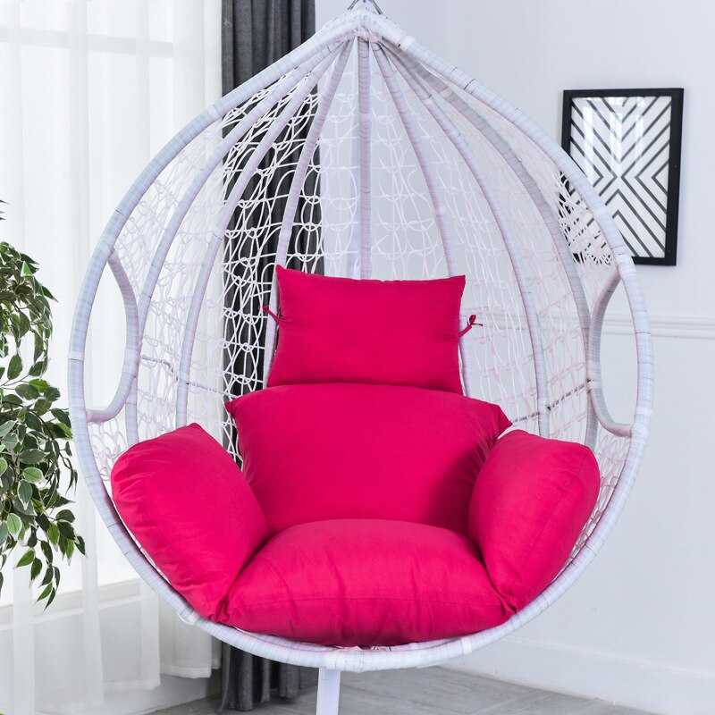 9 Colors Hanging Egg Hammock Chair Cushion Swing Seat Cushion Thick Nest Hanging Chair Back with Pillow: Rose Red