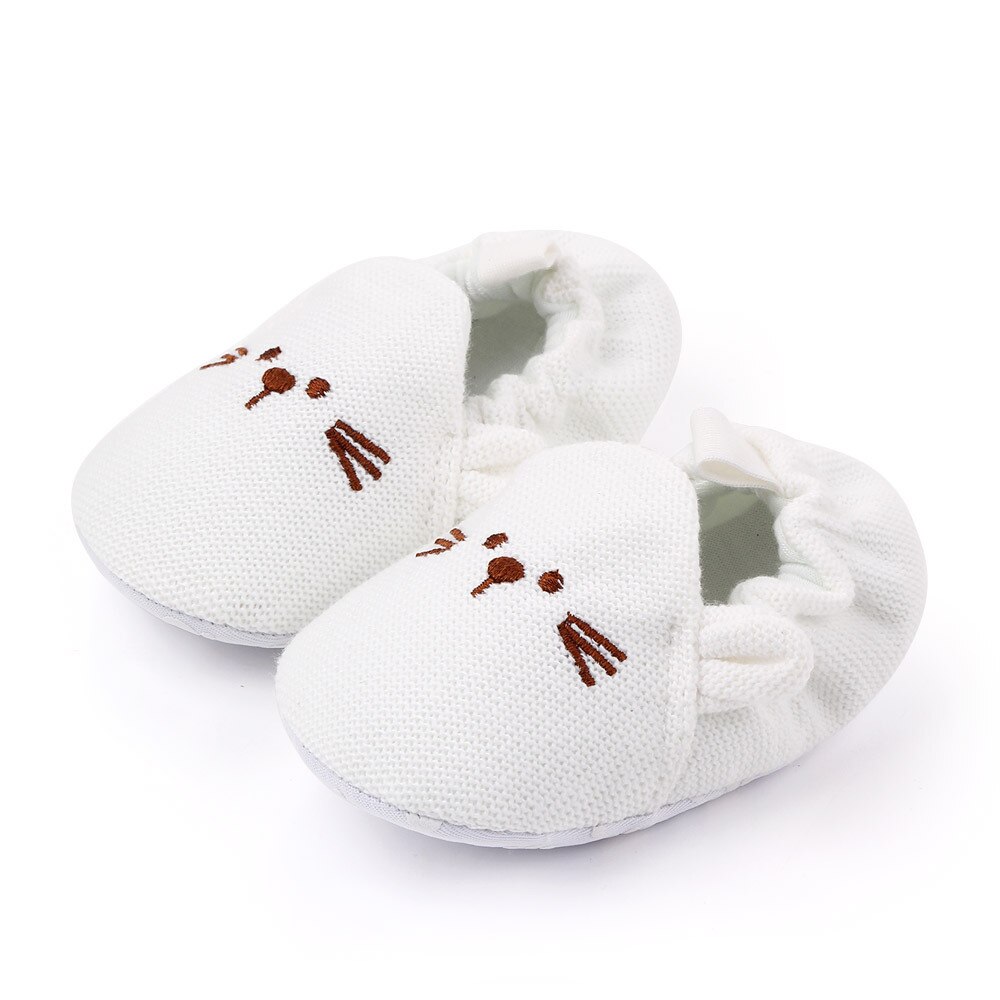 Zapatos para recién nacidos, zapatillas para bebés, niños y niñas, zapatos de cuna de punto, calzado de punto antideslizante de ganchillo con dibujos animados de ratón