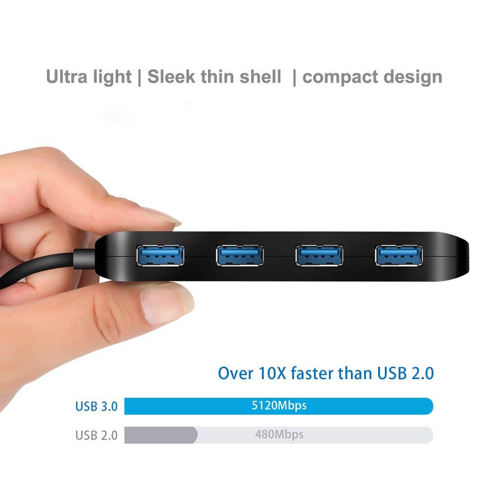 Ultra Slim 4-Port Usb 3.0 Data Hub Splitter Met Individuele Op/Off Led Power Schakelaars Compatibel Met windows, mac, Linux Os
