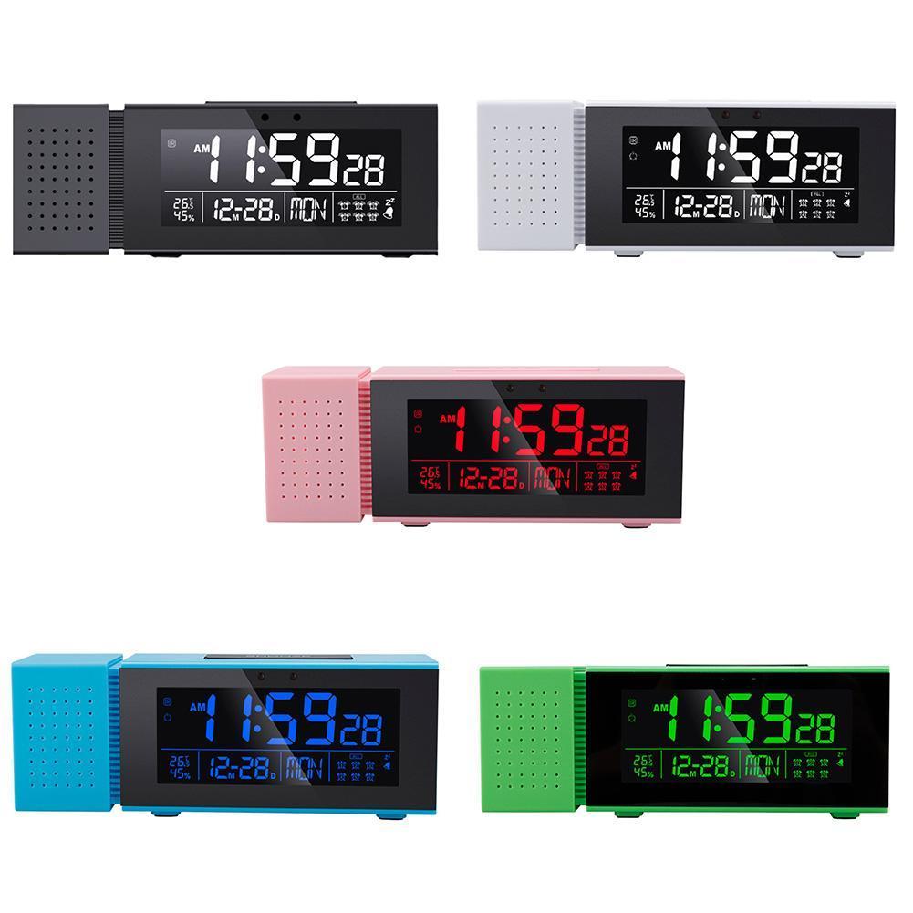 Digital Alarm Clock IR Sensor Movable Night Light With Temperature Humidity Night Decor FM Radio Display Clock Digital Tabl C9Z3