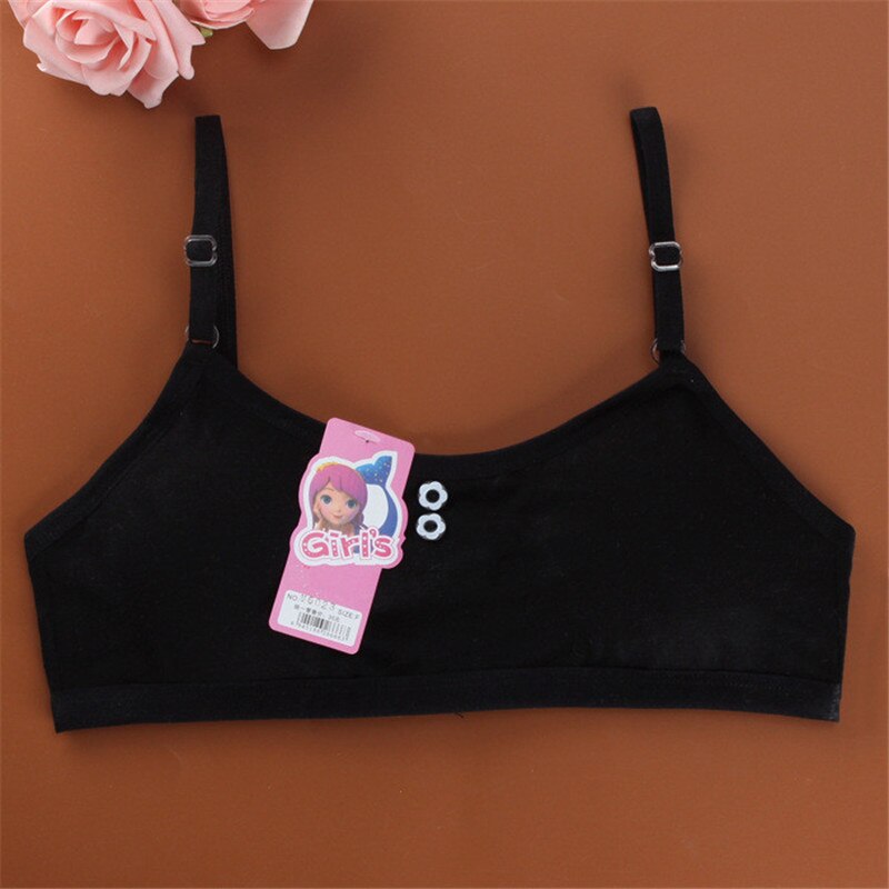 Effenkleurige, eendelige, dunne kanten trainingsbeha voor jonge meisjes met drie haakjes aan de achterkant