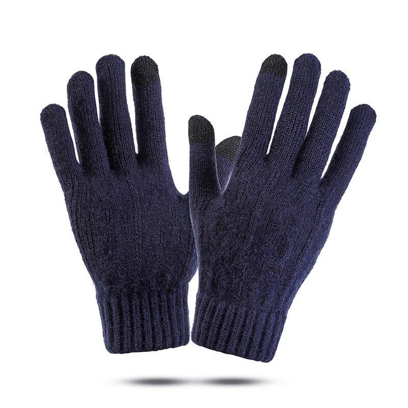 Winter Mannen Handschoenen Gebreide Dikker Warm Houden Effen Zwarte Business Rijden Fietsen Volledige Vinger Handschoenen Voor Mannelijke