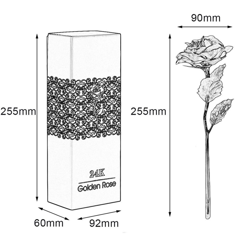24k Gold Foil Plated Rose Lasts Forever Rose for Lover's Wedding Christmas Day Artificial Flower