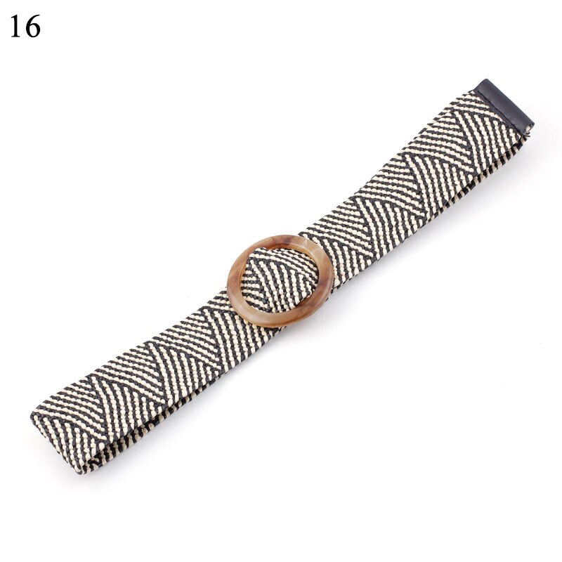 Wax Rope Straw Square Buckle Waist Belt Elastic Braided Knitted Belt Skirt Belt Woman Vintage Knitted Woven Waist Belt: 16
