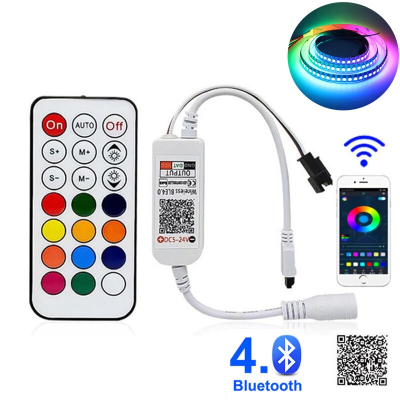 WS2812B Led Strip Controller DC5-24V 21key IR Remote Control Smart Bluetooth APP Controller For WS2811 SK6812 LED Strip Lights