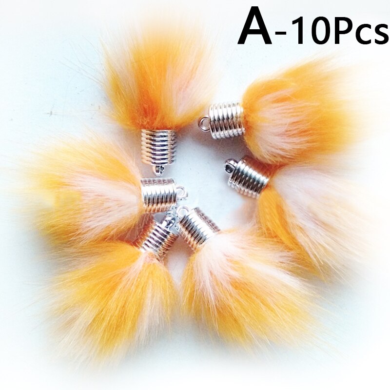 10Pcs Kunstmatige Konijnenbont Bal Pluche Fuzzy Bont Sleutelhanger Pom Pom Sleutelhanger Auto Tas Sleutelhanger Sleutelhanger Hanger sieraden: A