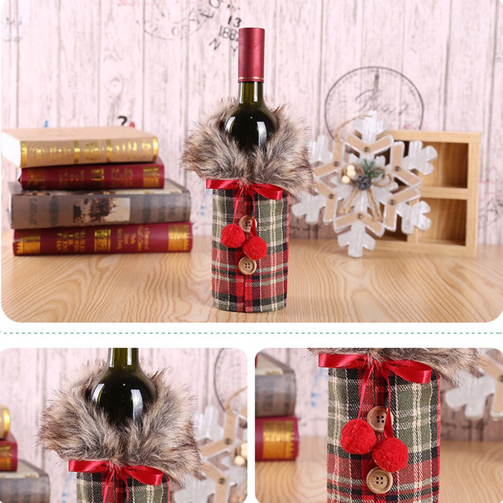 Di natale Rivestimenti Per Le Bottiglie Di Vino Rosso Vino Set Pannello Esterno Del Vestito Di Natale Bottiglia di Vino Creativo Decorazione Sacchetto del Vino Rosso