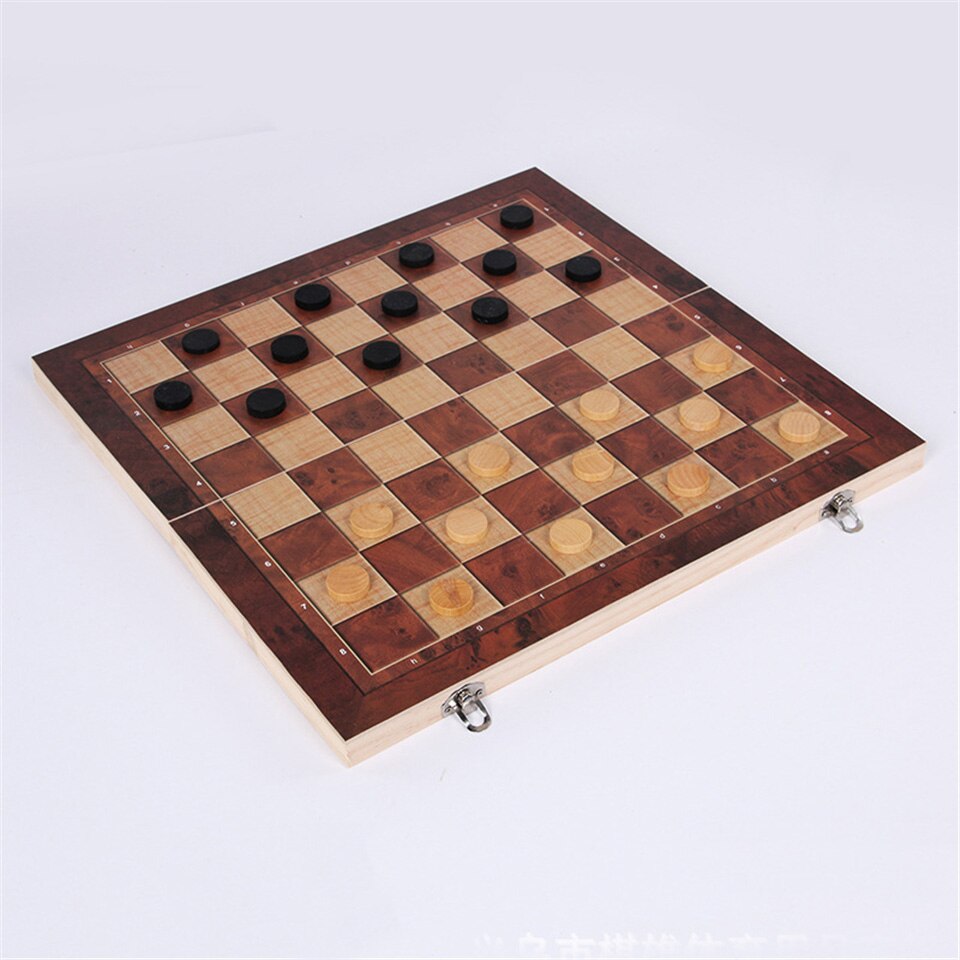 3 In 1 Wooden Foldable Chess Refined Workmanship Natural Environmental Protection Paint Travel Board Game