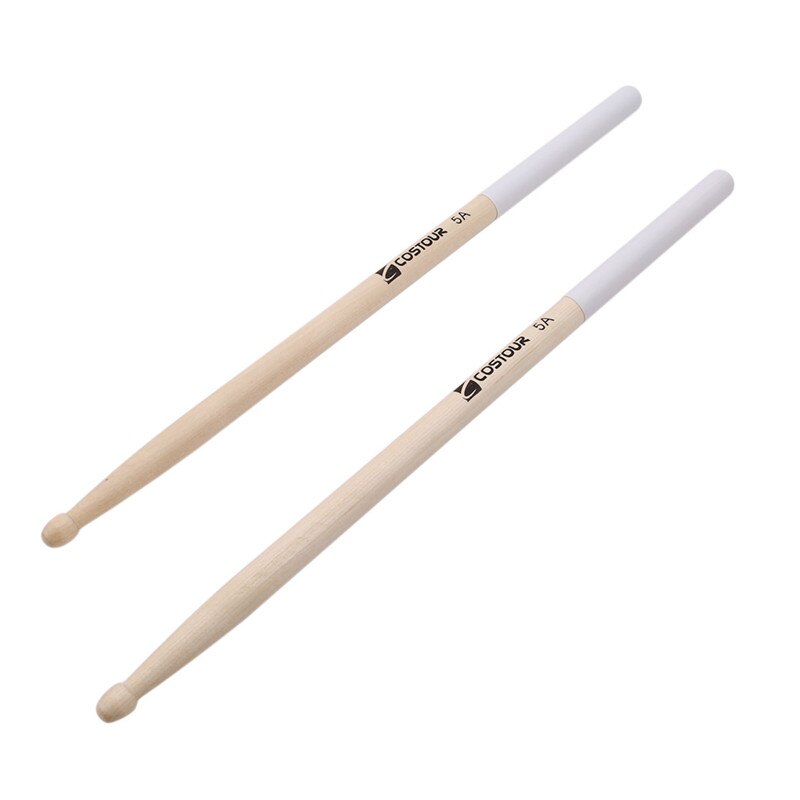 1 Pair Maple Wood Drum Sticks 5A Anti-slip Electronic Drum Rack Drumsticks Musical Sticks Percussion Instruments Accessories: white 5A