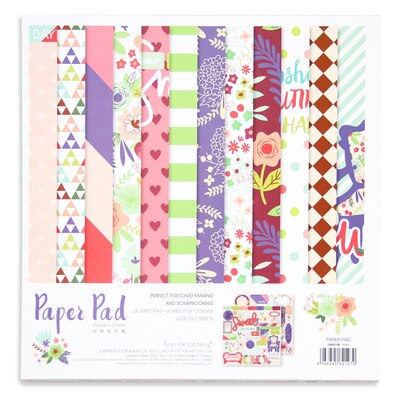 Pack Papier Scrapbooking - 25.5cm - 26 Feuilles - Fleurs Papillon Fond - DIY Motifs Créatifs: 001
