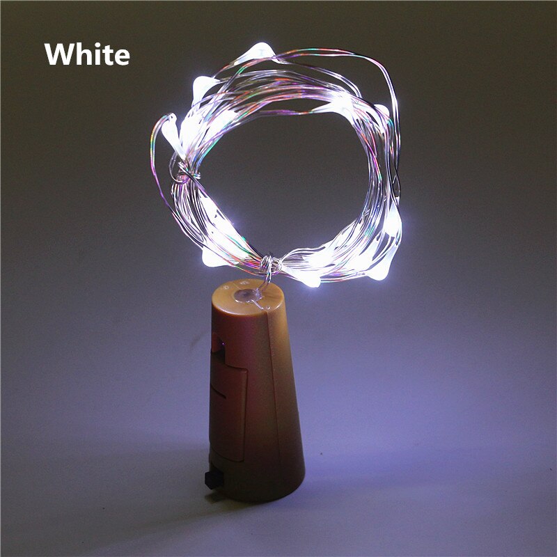 2m 20 led korkformet ledet streng lys kobbertråd flaske prop fe lys til jul fest bryllupsår indretning: Hvid