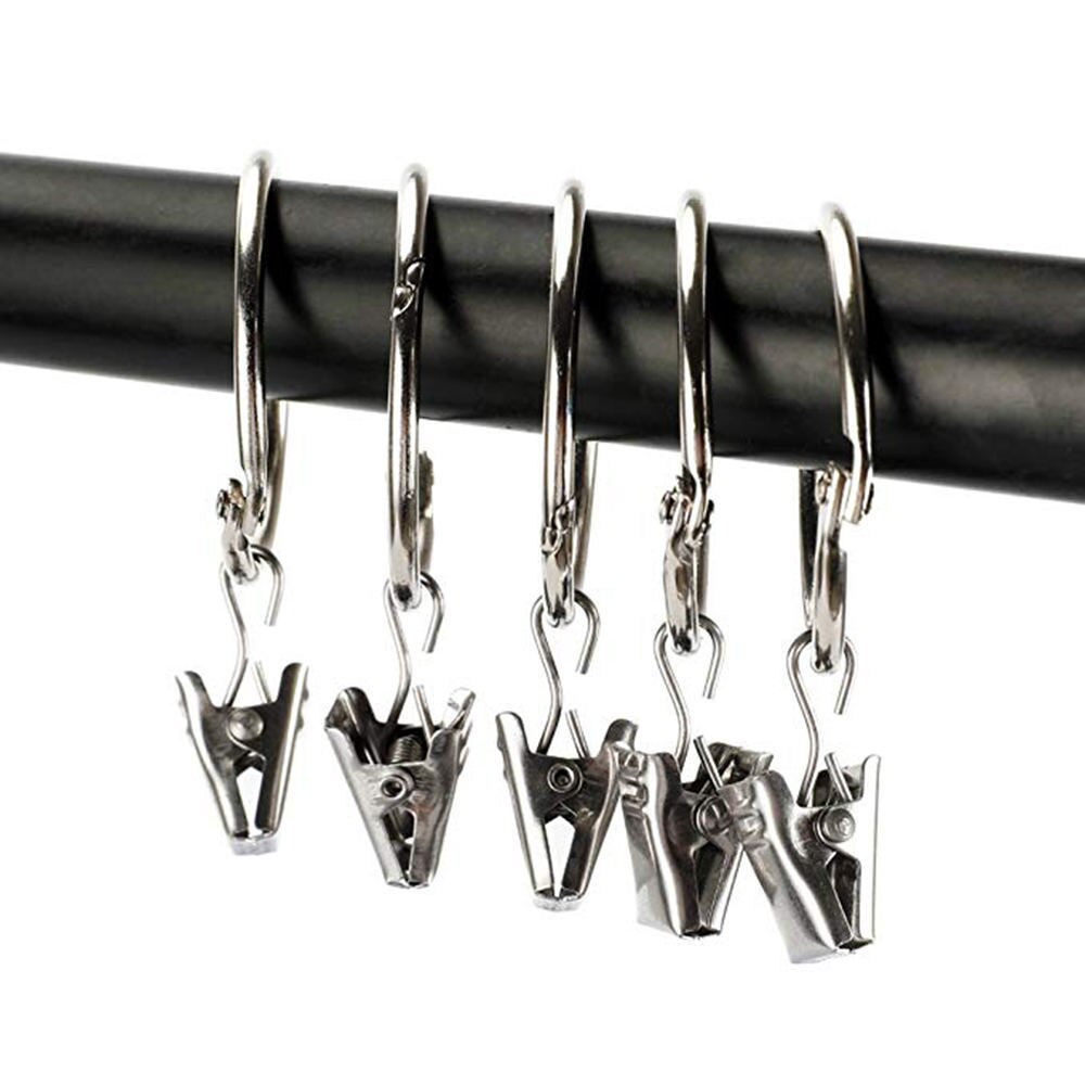 24pcs Metal Snap Ring Curtain Buckle Simple with Opening Multifunction Hooks Hanger Racks Household Supplies