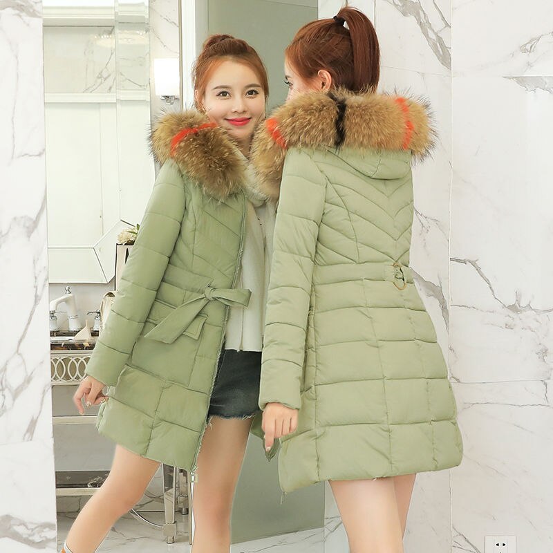 Winterjas parka damesjas grote bontkraag capuchon overjas katoen gewatteerd warm dik lange jassen parka damesjas