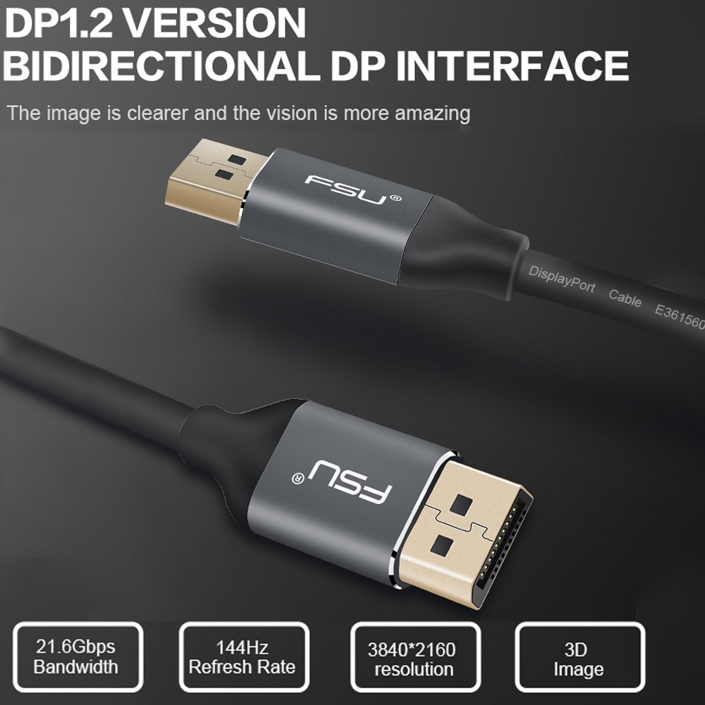 4K@60Hz/2K@144Hz DisplayPort Cable for Game Monitor HDTV Projector PC DP1.2 DisplayPort to DisplayPort Cable DP Cable 5m 3m 1m