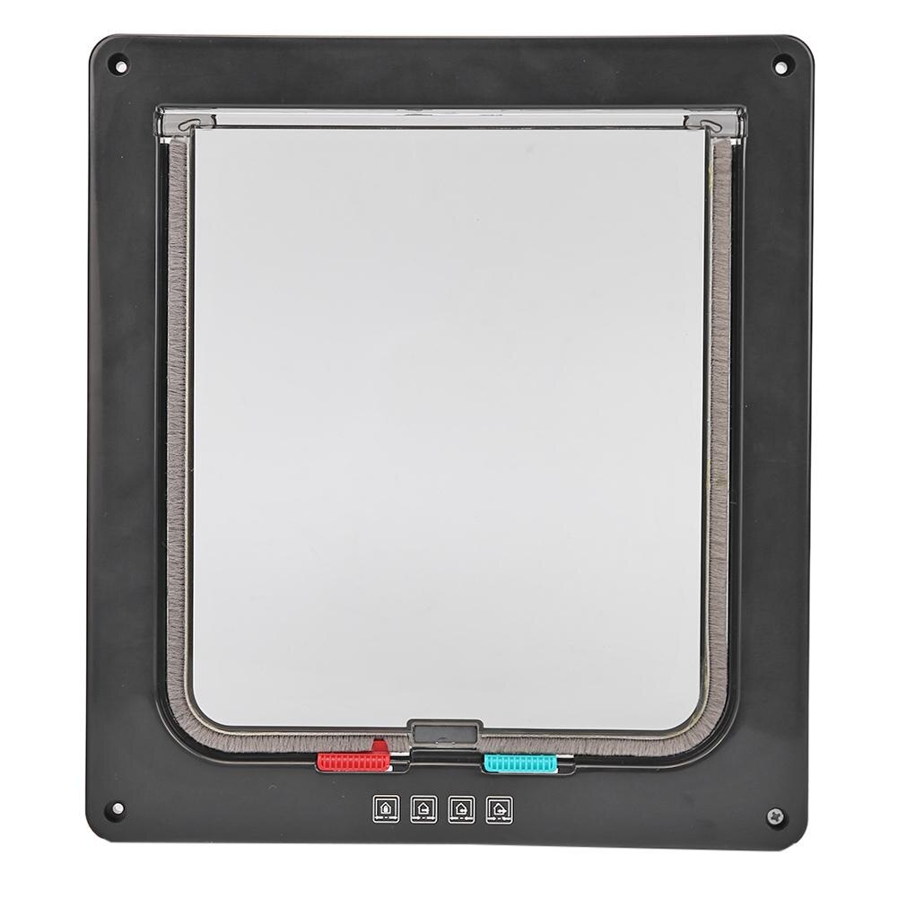 Lockable Dog Cat Security Flap Door 4 Way Kitten Puppy Pets Plastic Gate Interactive Door for Household Animals Cat Dog: Black / XL