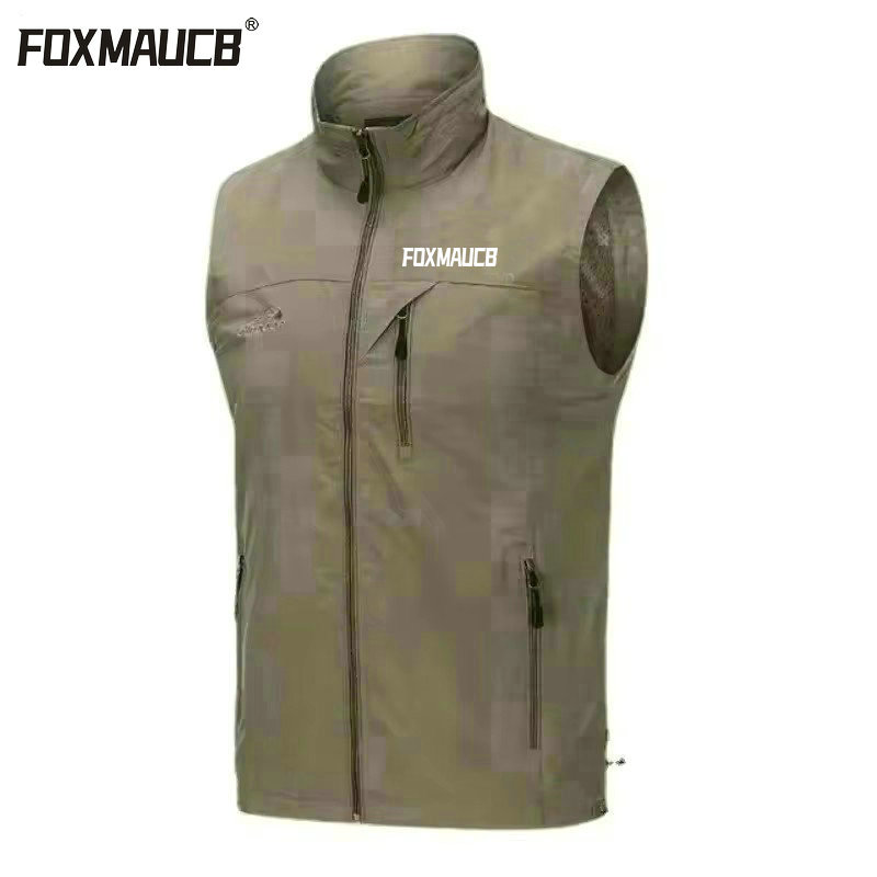 Foxmaucb wandeljas winddicht mountainbike vest outdoor sport windbreaker mtb mouwloos waterdicht motocross fiets vest: 5xl / Khaki