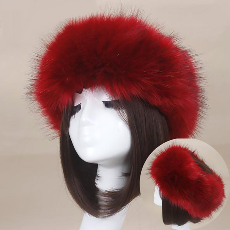 Winter Dikke Harige Haarband Fluffy Russische Faux Fur Vrouwen Meisje Bont Hoofdband Hoed Winter Outdoor Earwarmer Ski Hoeden Hoofddeksels