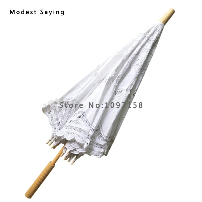Kant Bruids Paraplu Borduren Wit/Ivoor Battenburg Kanten Parasol Wedding Paraplu Decoraties Ombrelle Mariage Meisjes U1