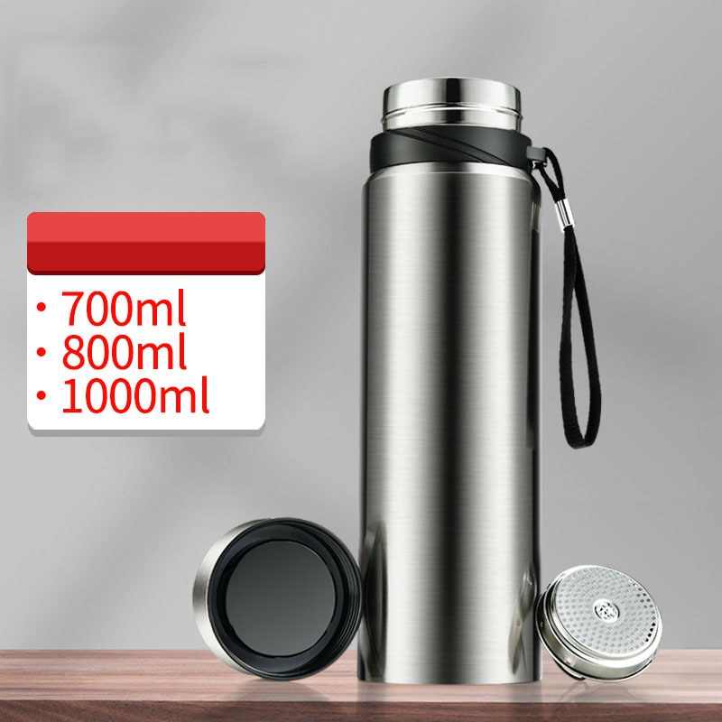 700/800/1000ml företagsvakuumflaskor i rostfritt stål, bärbar isolerad kopp termosflaska kafferesemugg