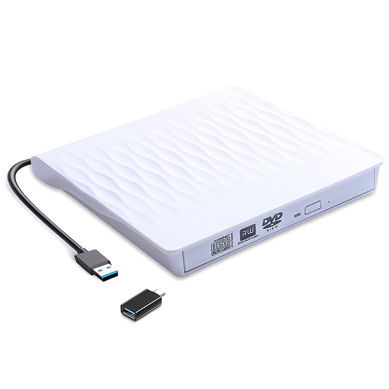 Unità DVD esterna per il computer portatile, USB 3.0/tipo C DVD-RW portatile/lettore di CD-RW, masterizzatore del CD dell&#39;unità ottica dello scrittore del lettore: White
