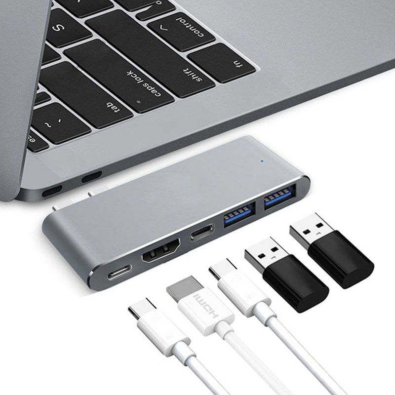 IREALTHINK-concentrador de red Dual USB tipo C, adaptador Thunderbolt 3, Macbbok Pro, Dock Splitter, USB, accesorios de aire