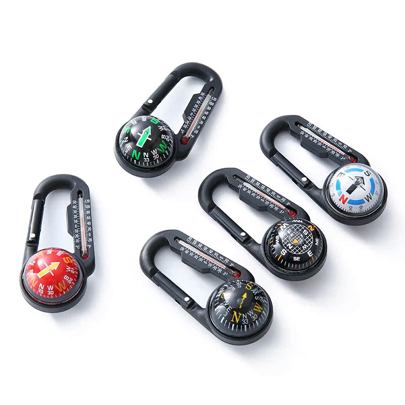 Kompas Wandelen Backpacking Accessoires Outdoor Camping Bergbeklimmen Gesp Mini Kompas Karabijnhaak Sleutelhanger Thermometer