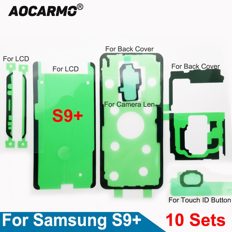 10Sets For Samsung Galaxy S9plus G9650 S9+ LCD Display Screen Back Battery Cover Camera Len Waterproof Adhesive Sticker Tape