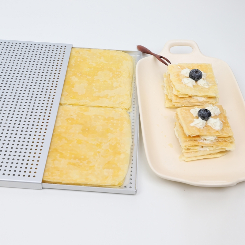 KX4B Set Of 2 Aluminum Oven Baking Sheet Puff Pastry Tray Nonstick Perforated Dish for Meat and Dessert Mille Feuille Pans
