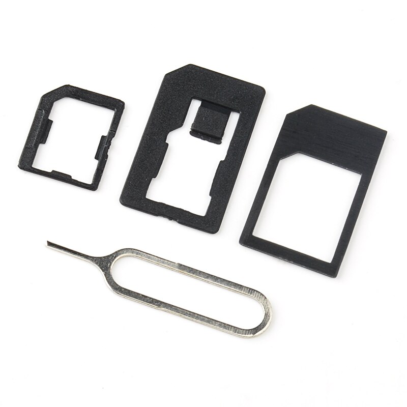 4 stück/set handy-mikro-sim-adapter, schwarz, mit kartensteckplatz, reparatur-diy-sim-adapter, langlebiges und praktisches zubehör für 5 4 4s