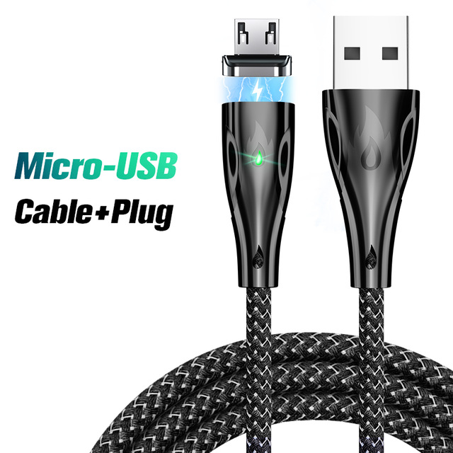 1/2M 5A Magnetic Charger Cable USB Type C Fast Charging Cable For iPhone Samsung Xiaomi USB-C Micro USB Magnetic Charging Cables: 2M / Black for micro