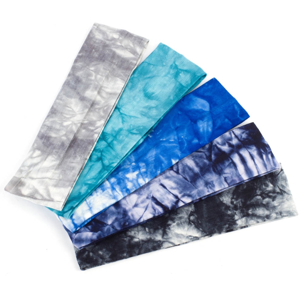 Geebro Women's Tie Dye Elastic Headband Summer Cotton Soft Stretch Turban Headband For Girls Flat Hair Bands Hair Accessory