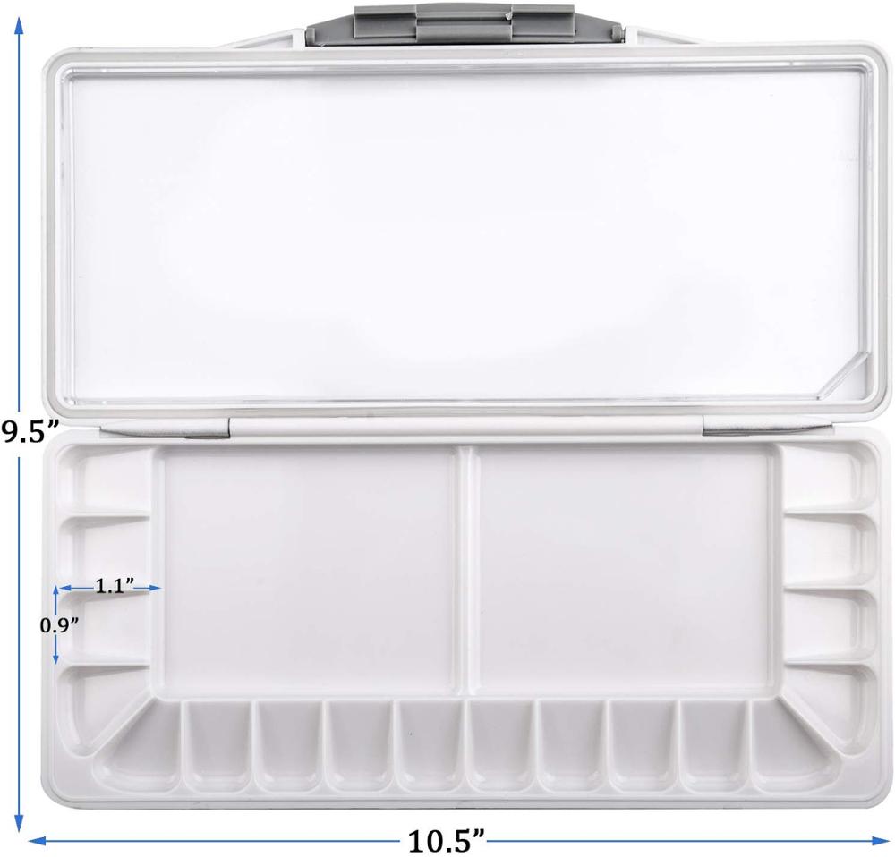 MEEDEN Palette aquarelle étanche à l'air-Palette Peel-Off boîte de Palette de peinture de voyage pliable avec 18 puits et 3 zones de mélange