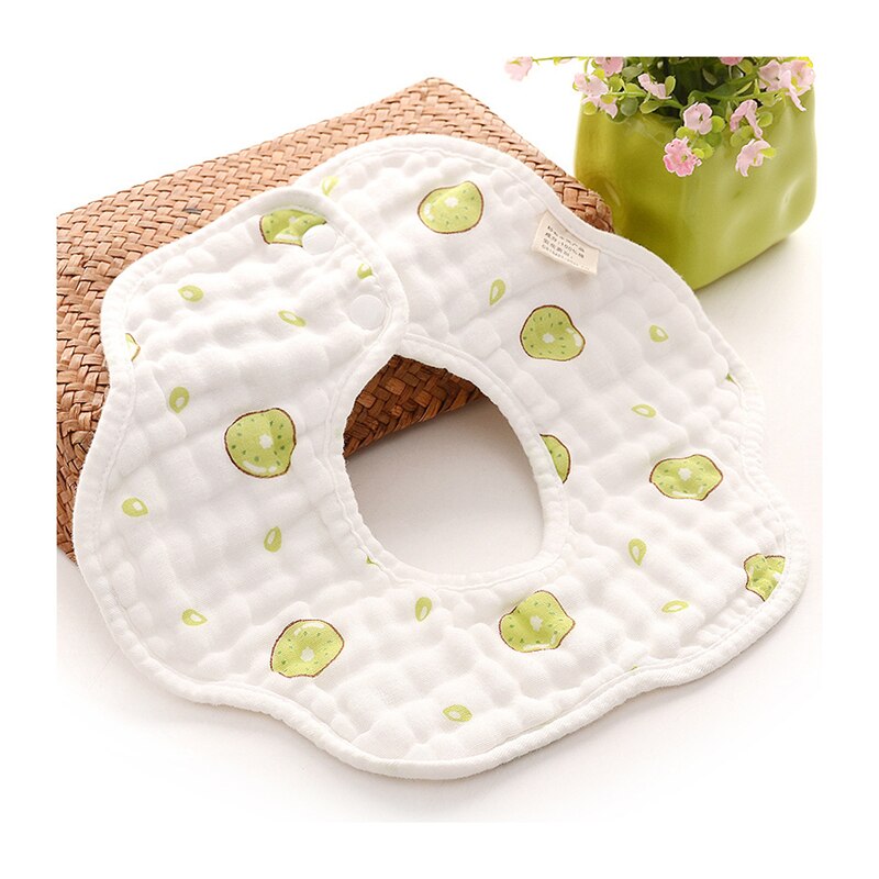 Children Bibs 360 Rotating Petal Bib Eight-Layer Muslin Cotton Infant Saliva Bibs Feeding Care Rice Pocket Cute Baby Bibs
