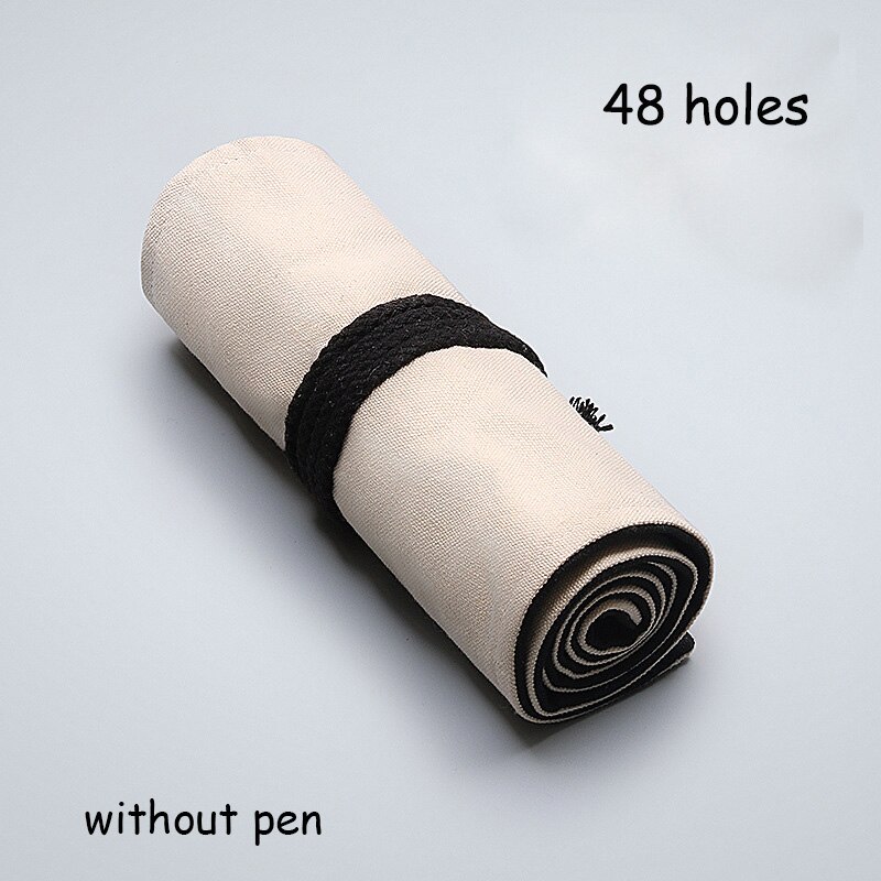 12/24/36/48/72 huller brevpapir etui lærred wrap wrap up blyant taske til drenge piger pen gardin maleri leverer pose: 48 huller uden pen