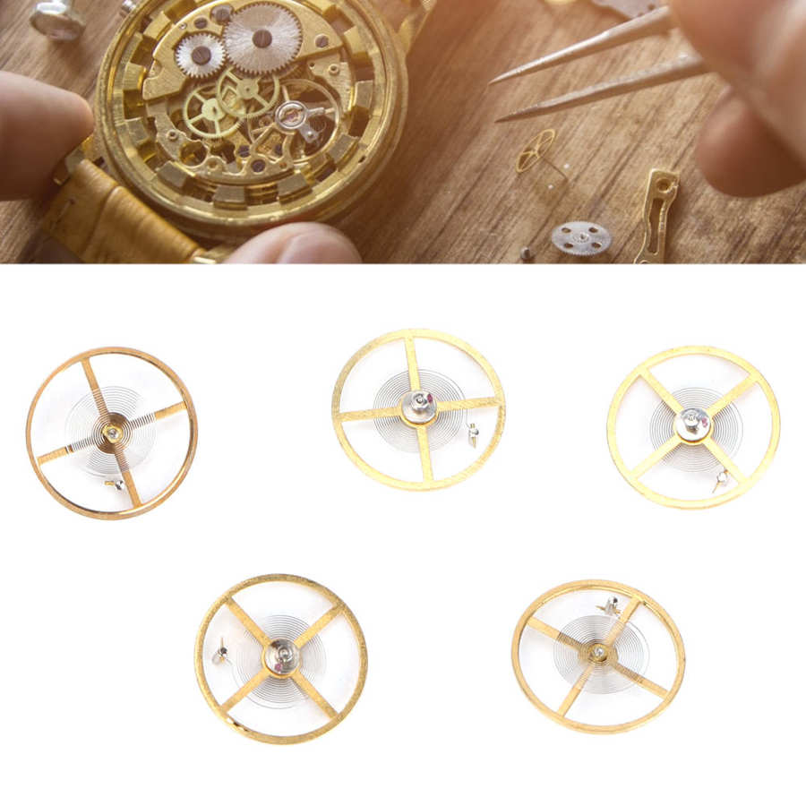 Herramienta de reloj de 5 piezas, rueda de equilibrio de reloj con reemplazo de resorte de horquilla oscilante completo para movimiento 8205, piezas de reparación de reloj para relojero