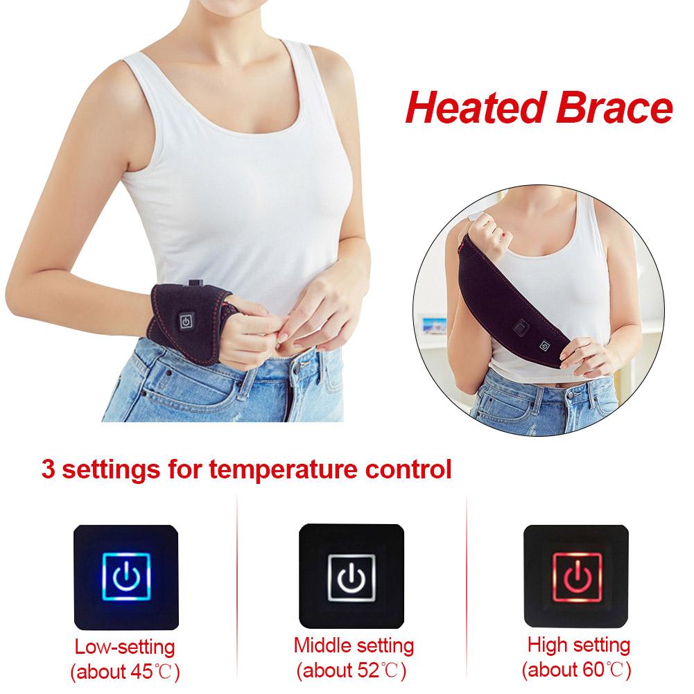 Coussinet chauffant électrique USB pour poignet et main, équipement portatif chauffant avec 3 réglages de température pour l&#39;arthrite et la tendinite