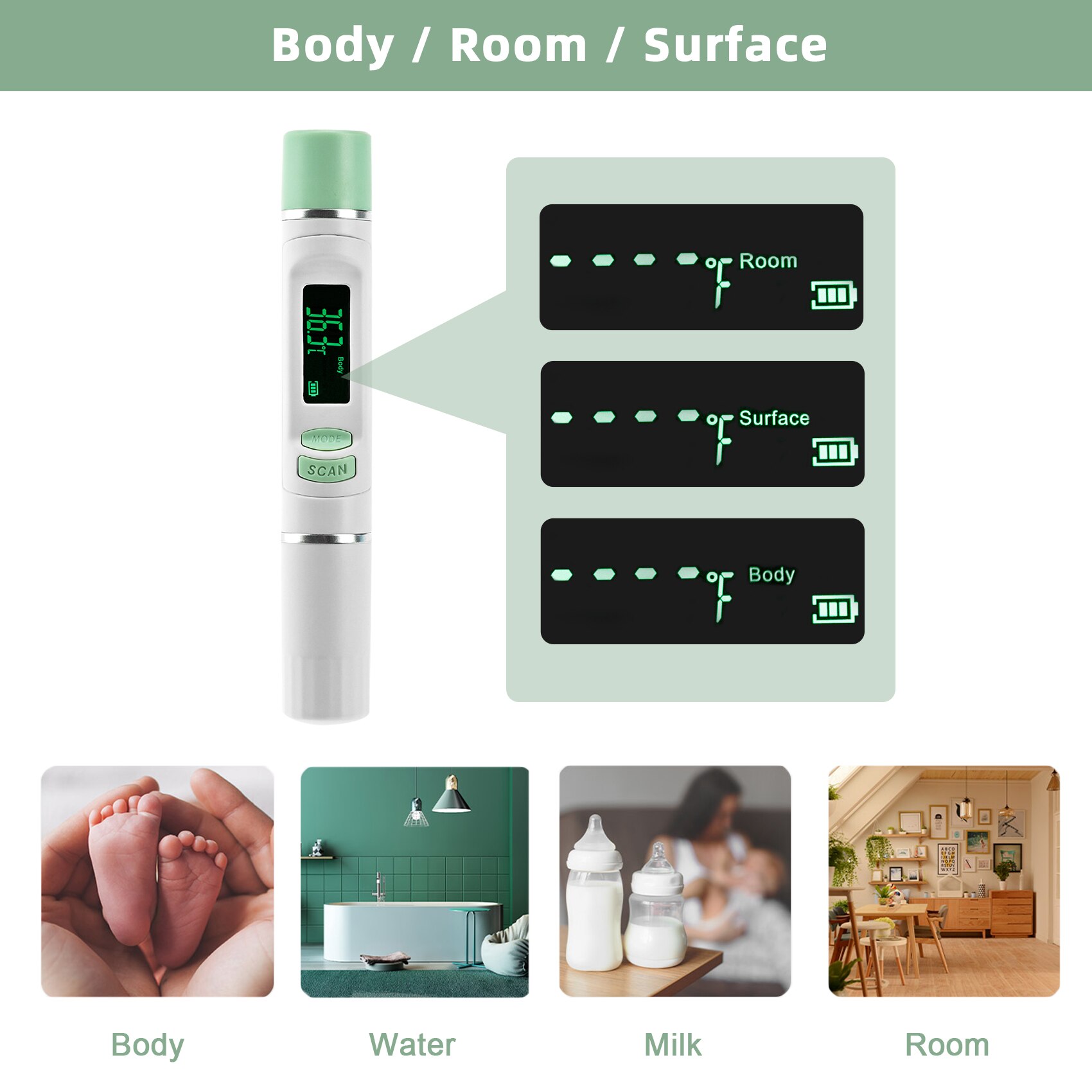 Mini Portable Infrared-Thermometer 3 Temperature Modes for Family and Baby Use Thermometer ( Deliver without Battery)