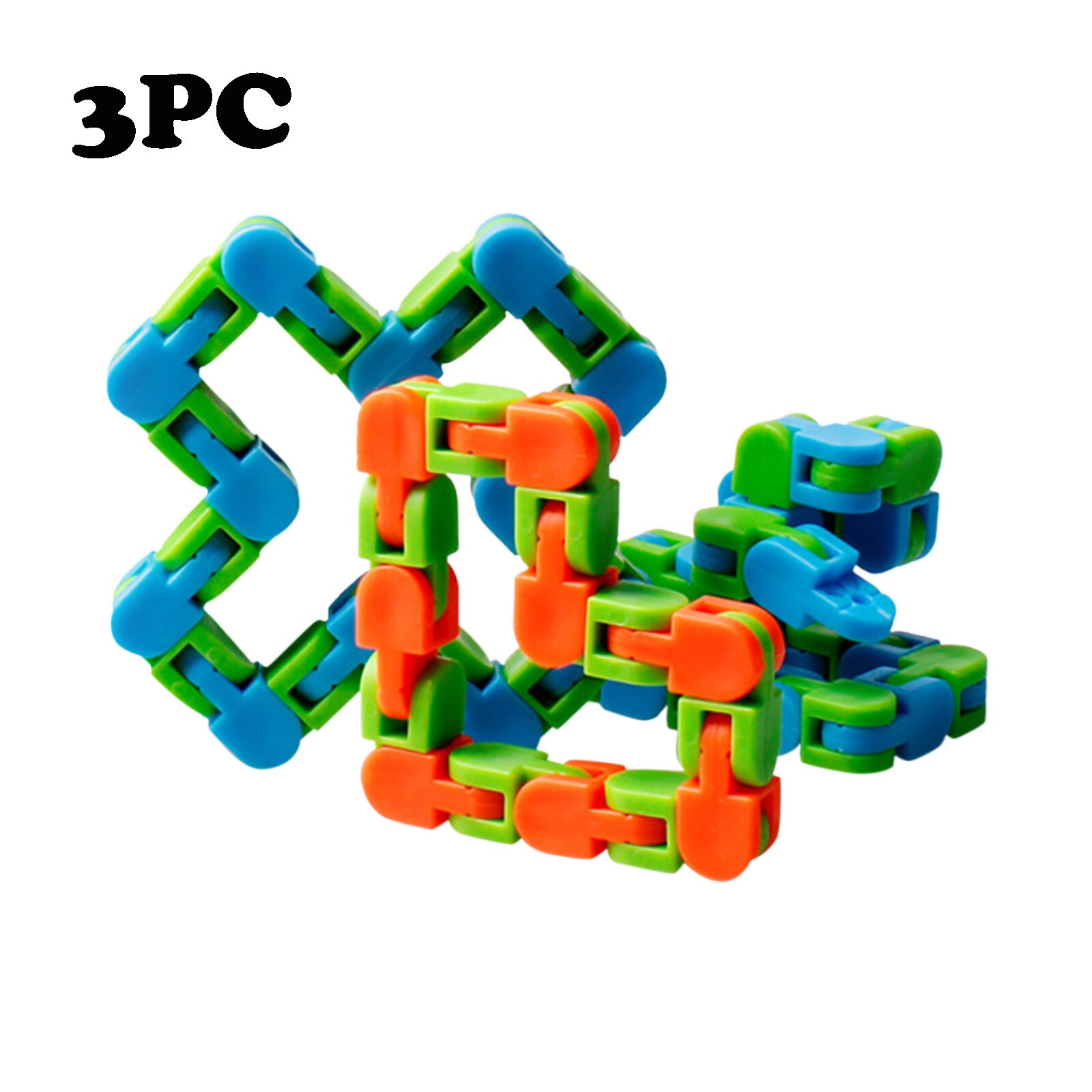 3Pc Wacky Tracks Snap En Klik Fidget Speelgoed Kids Autisme Snake Puzzels Classic Sensory Speelgoed Stress Draaien En vorm 24 Bit: D