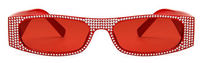 Gafas de sol cuadradas de diamante para mujer, anteojos de sol femeninos de , de tamaño pequeño, de cristal, con degradado, con UV400,: red