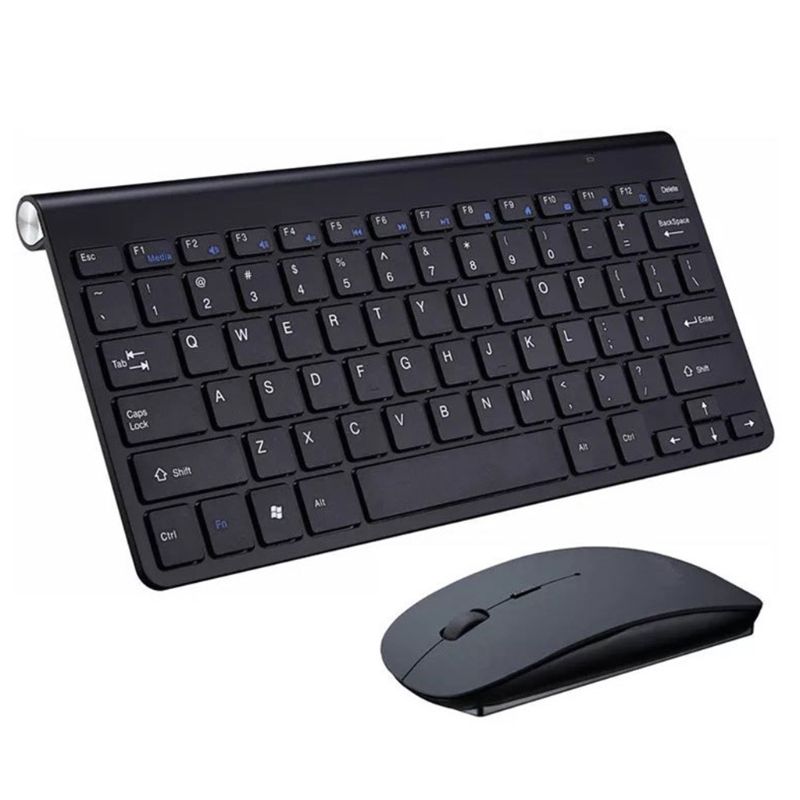 Waterproof 2.4G Wireless Silent Keyboard and Mouse Set for PC Computer Smart TV: 9FF900396-BK