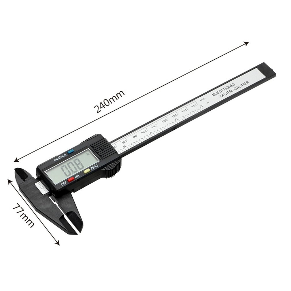 Jauge électronique numérique en Fiber de carbone, outil de mesure micrométrique à pied à coulisse, écran LCD de 150mm, 6 pouces, noir