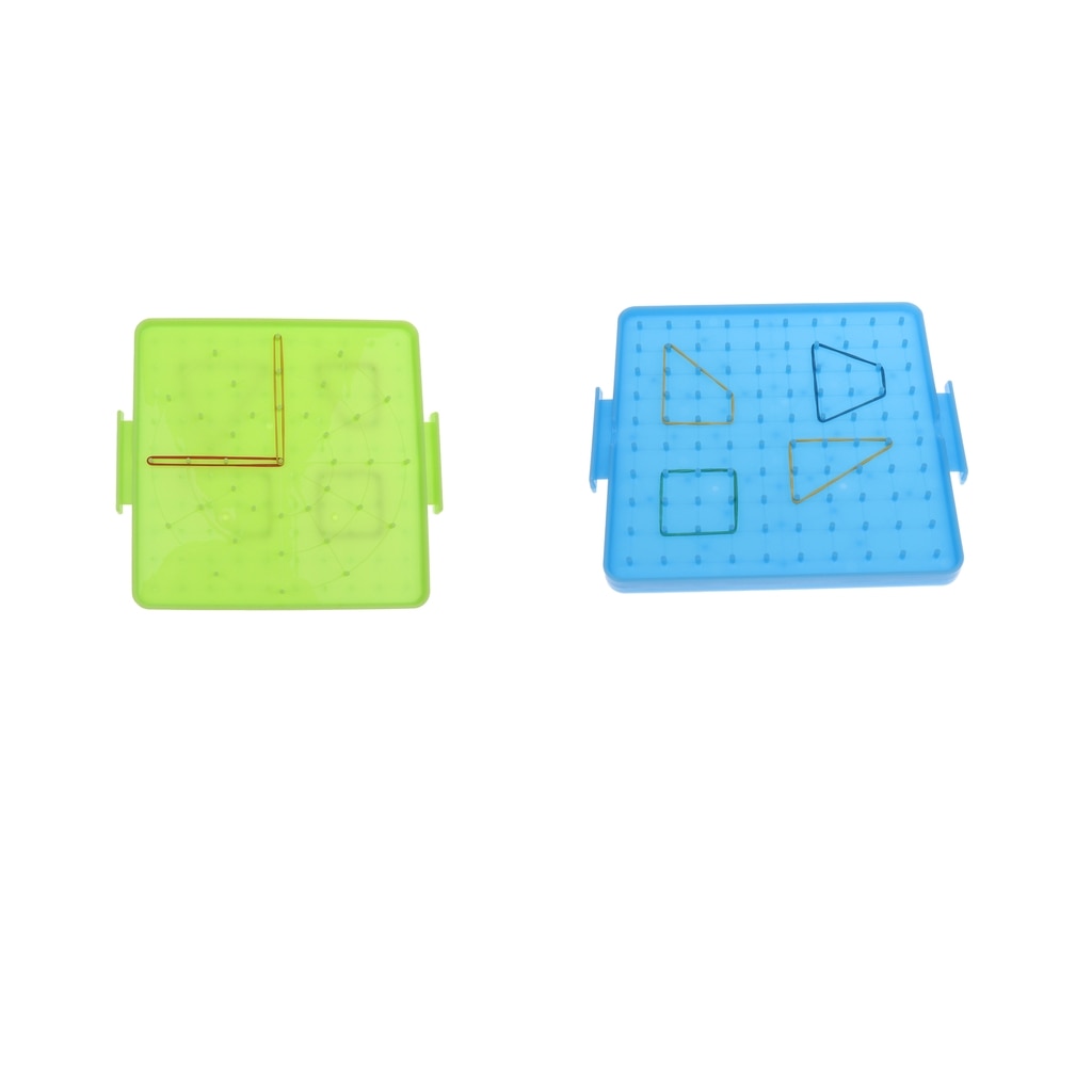 2 Pcs Plastic Double Sided Geoboard with Rubber Bands, 6.22 x 6.22 Inch